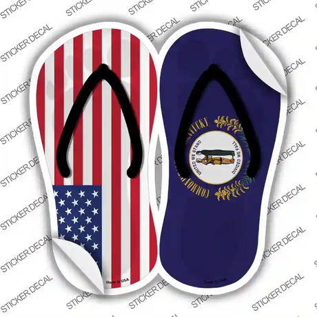 USA|Kentucky Flag Novelty Flip Flops Sticker Decal Small