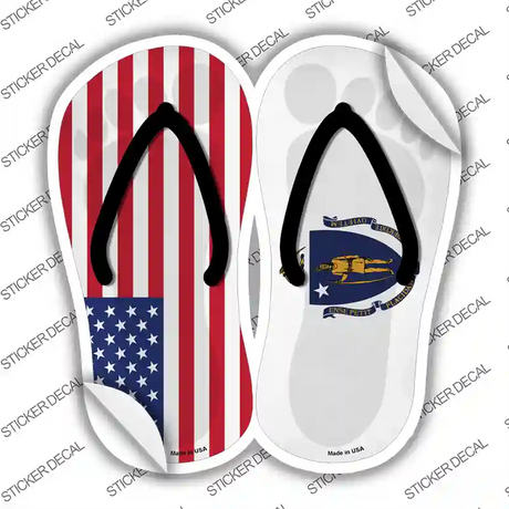 USA|Massachusetts Flag Novelty Flip Flops Sticker Decal Small