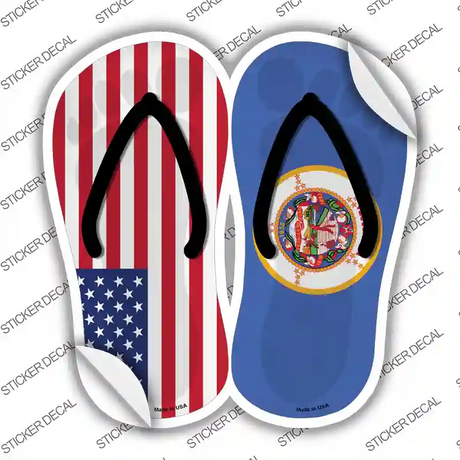 USA|Minnesota Flag Novelty Flip Flops Sticker Decal Small