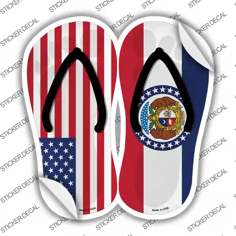 USA|Missouri Flag Novelty Flip Flops Sticker Decal Small