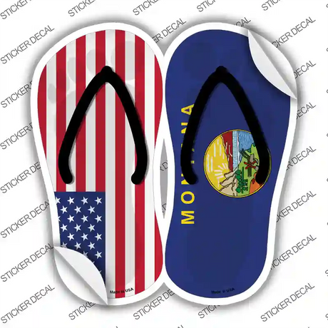 USA|Montana Flag Novelty Flip Flops Sticker Decal Small