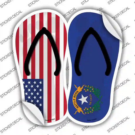 USA|Nevada Flag Novelty Flip Flops Sticker Decal Small