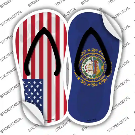 USA|New Hampshire Flag Novelty Flip Flops Sticker Decal Small