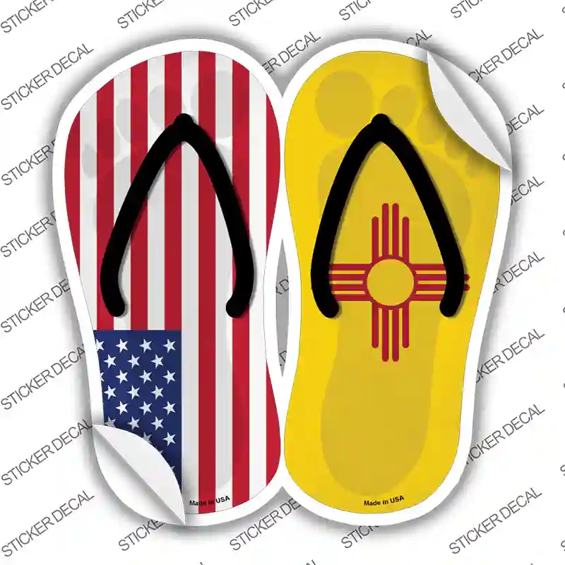 USA|New Mexico Flag Novelty Flip Flops Sticker Decal Small