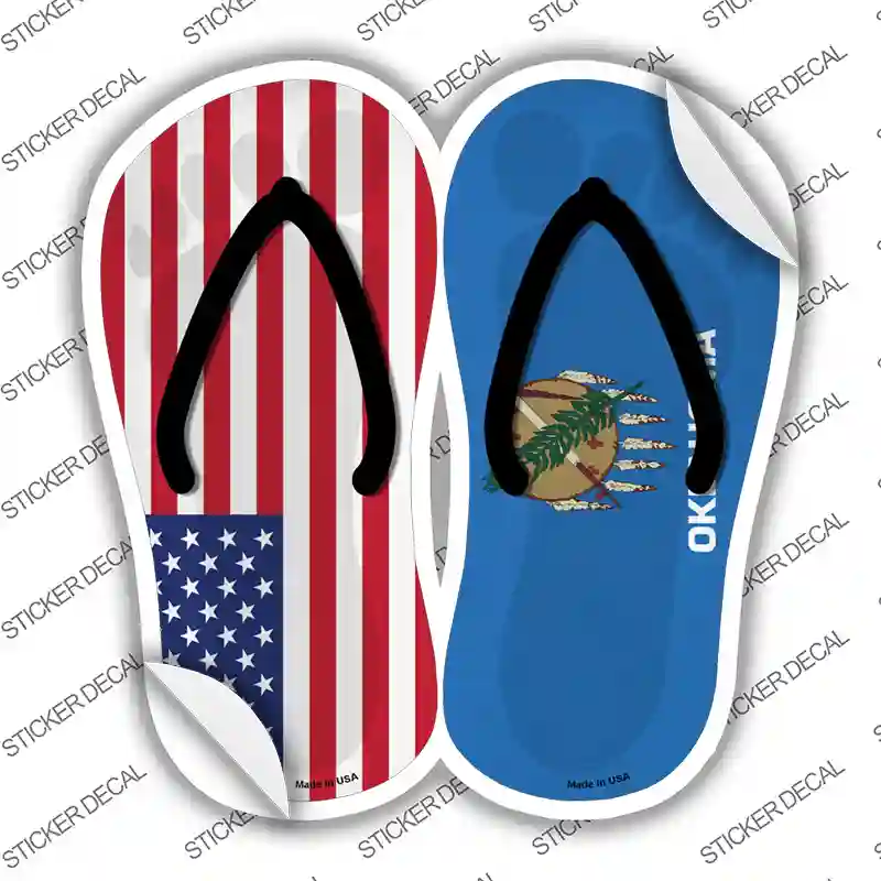 USA|Oklahoma Flag Novelty Flip Flops Sticker Decal Small