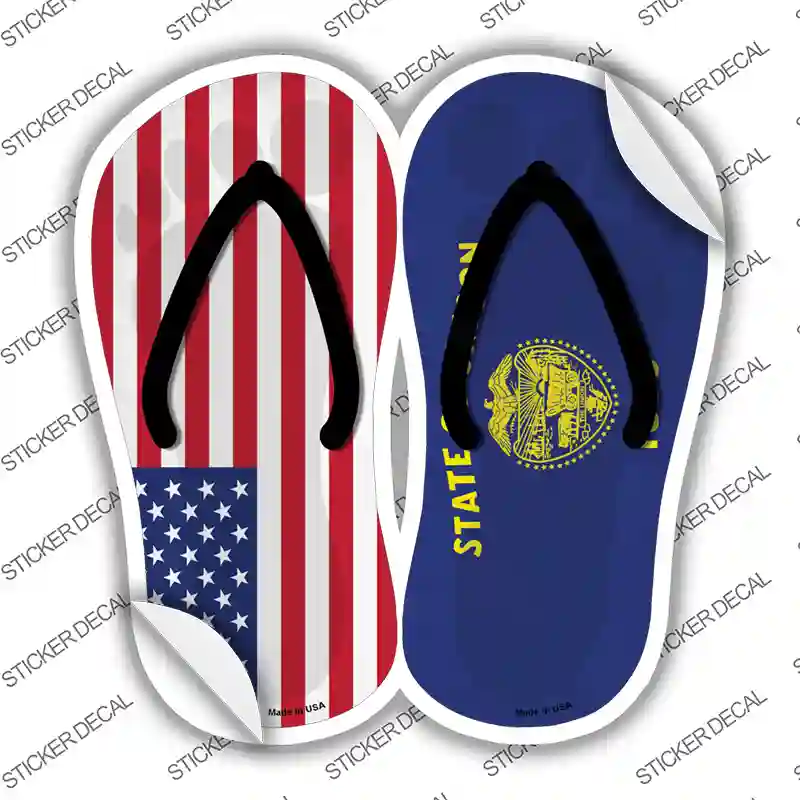 USA|Oregon Flag Novelty Flip Flops Sticker Decal Small