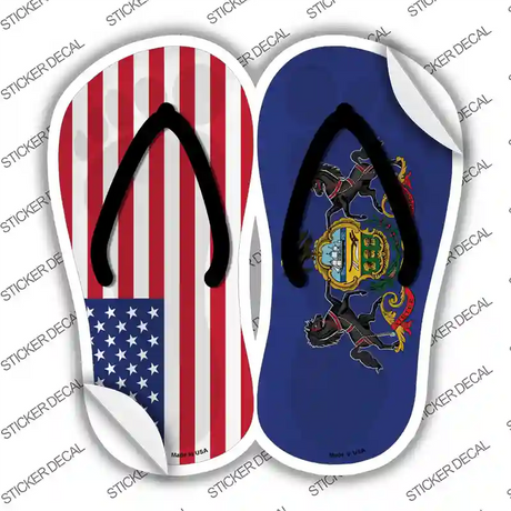 USA|Pennsylvania Flag Novelty Flip Flops Sticker Decal Small