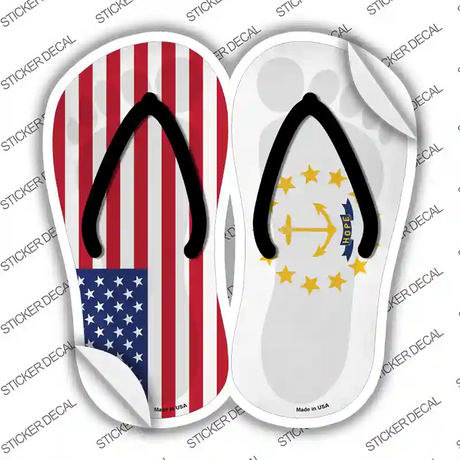 USA|Rhode Island Flag Novelty Flip Flops Sticker Decal Small