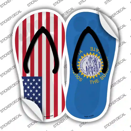 USA|South Dakota Flag Novelty Flip Flops Sticker Decal Small