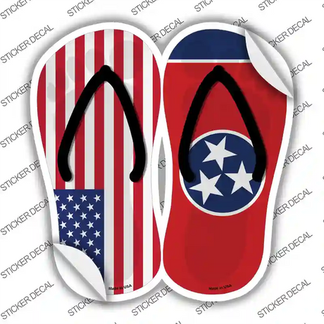 USA|Tennessee Flag Novelty Flip Flops Sticker Decal Small