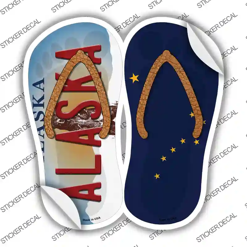 Alaska|AK Flag Novelty Flip Flops Sticker Decal Small