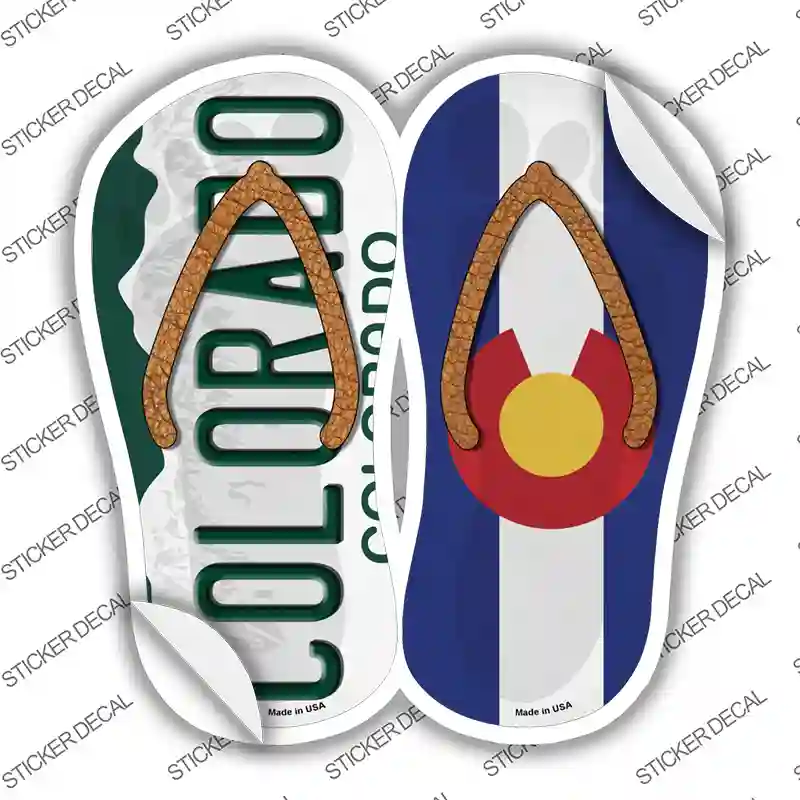 Colorado|CO Flag Novelty Flip Flops Sticker Decal Small