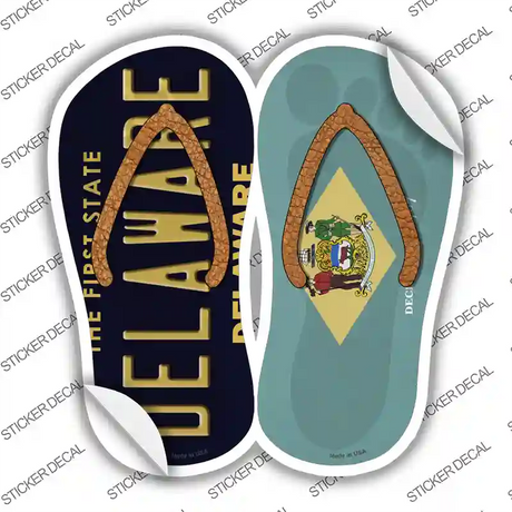 Delaware|DE Flag Novelty Flip Flops Sticker Decal Small