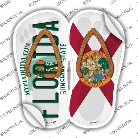 Florida|FL Flag Novelty Flip Flops Sticker Decal Small