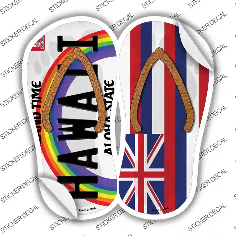 Hawaii|HI Flag Novelty Flip Flops Sticker Decal Small