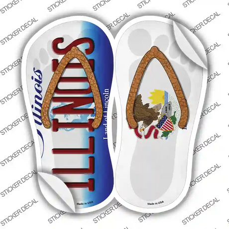 Illinois|IL Flag Novelty Flip Flops Sticker Decal Small