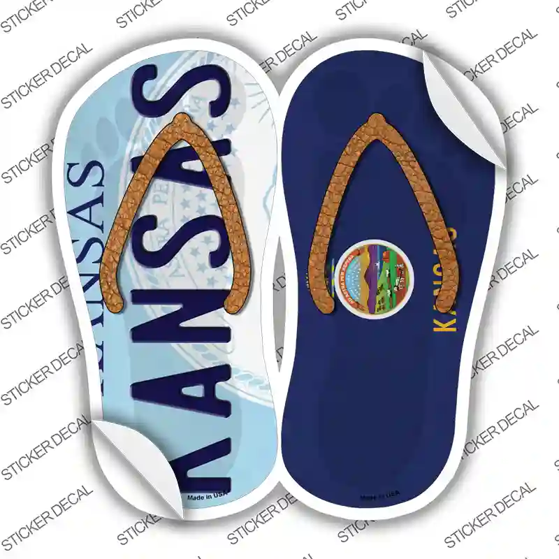 Kansas|KS Flag Novelty Flip Flops Sticker Decal Small