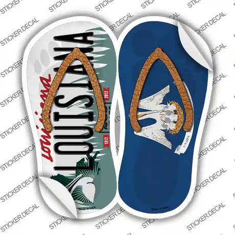 Louisiana|LA Flag Novelty Flip Flops Sticker Decal Small