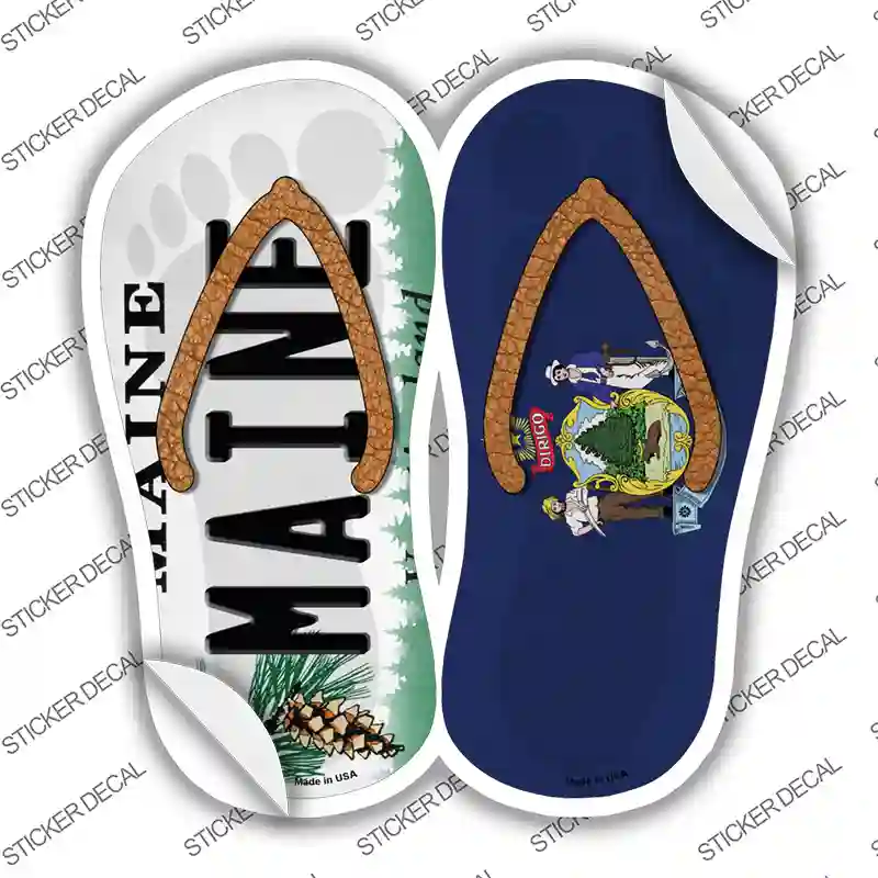 Maine|ME Flag Novelty Flip Flops Sticker Decal Small