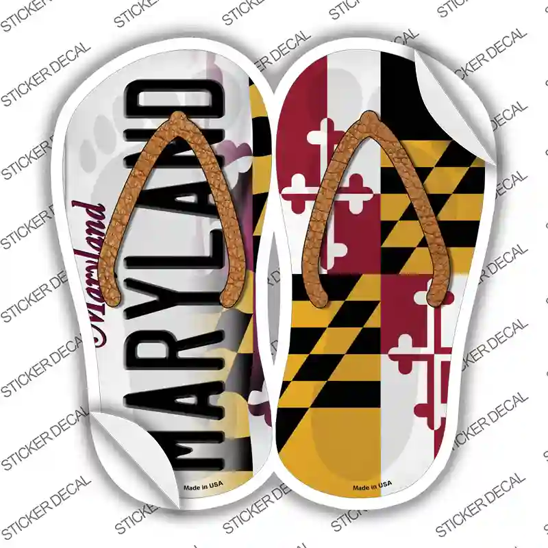 Maryland|MD Flag Novelty Flip Flops Sticker Decal Small