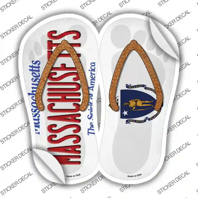 Massachusetts|MA Flag Novelty Flip Flops Sticker Decal Small