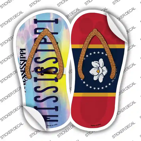 Mississippi|MS Flag Novelty Flip Flops Sticker Decal Small