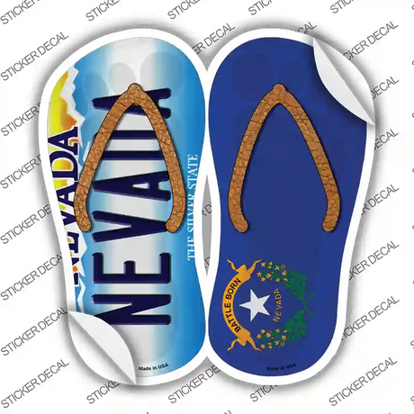 Nevada|NV Flag Novelty Flip Flops Sticker Decal Small