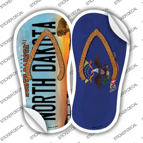 North Dakota|ND Flag Novelty Flip Flops Sticker Decal Small