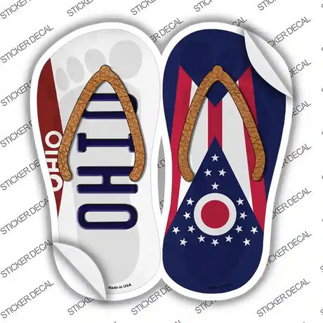 Ohio|OH Flag Novelty Flip Flops Sticker Decal Small