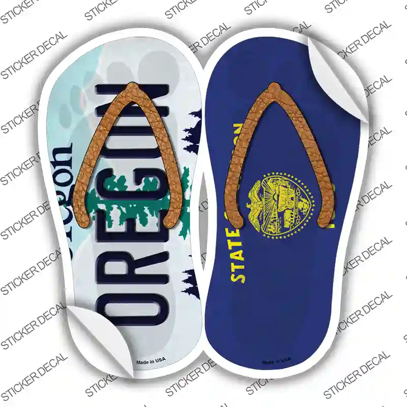 Oregon|OR Flag Novelty Flip Flops Sticker Decal Small