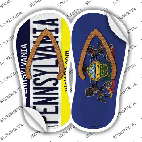 Pennsylvania|PA Flag Novelty Flip Flops Sticker Decal Small