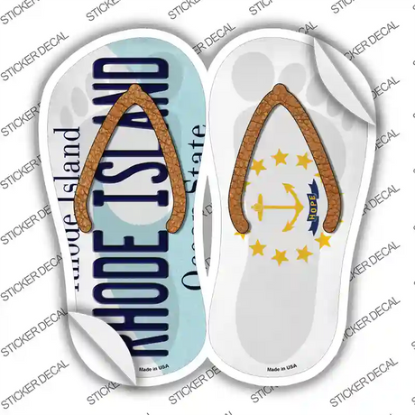 Rhode Island|RI Flag Novelty Flip Flops Sticker Decal Small