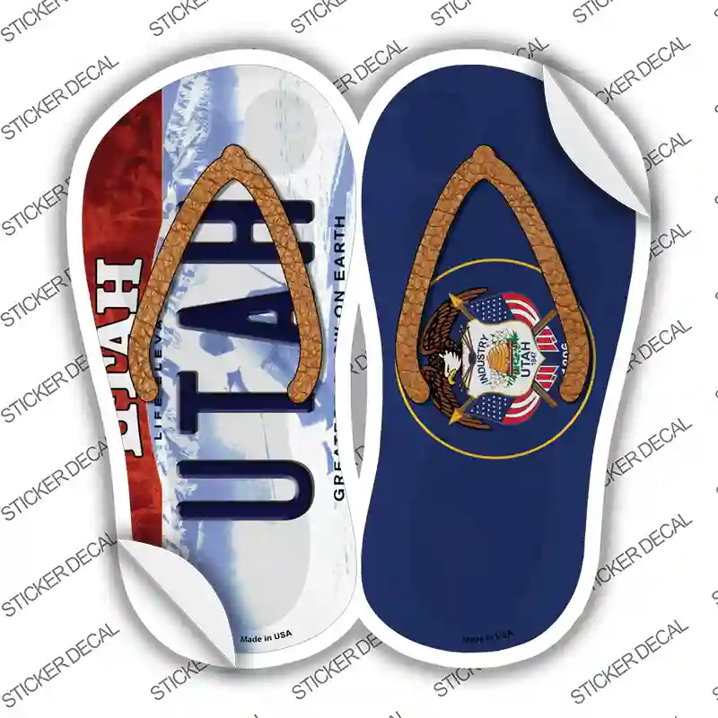 Utah|UT Flag Novelty Flip Flops Sticker Decal Small