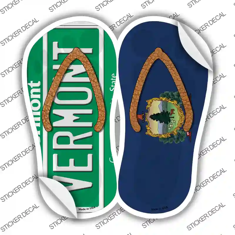 Vermont|VT Flag Novelty Flip Flops Sticker Decal Small