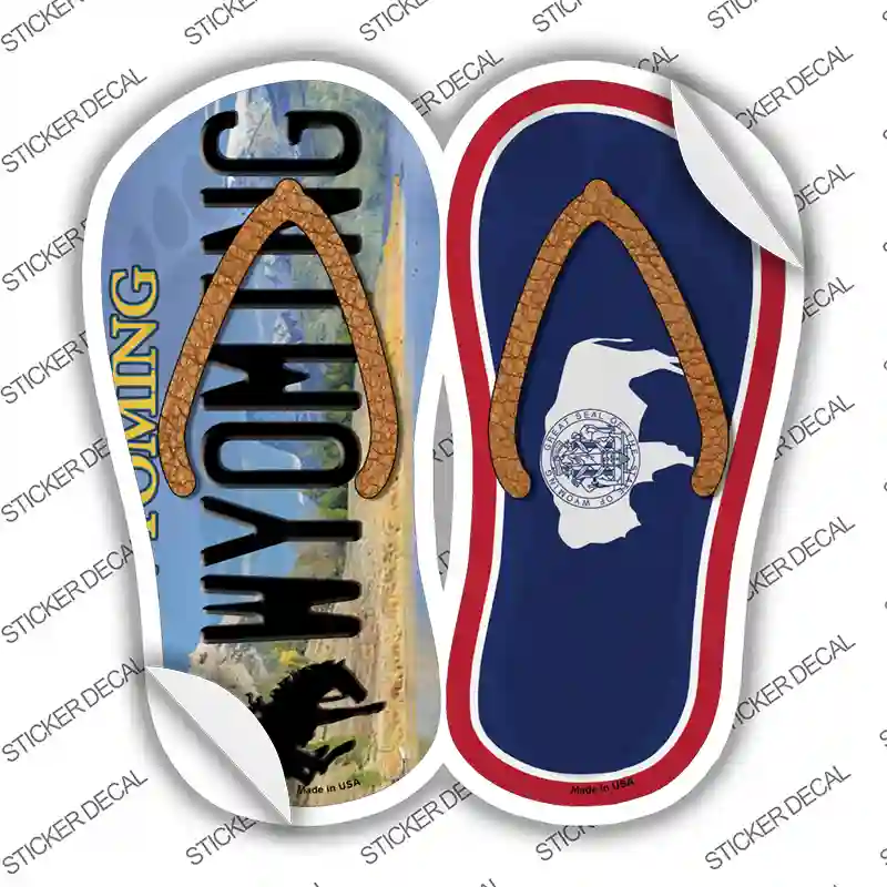 Wyoming|WY Flag Novelty Flip Flops Sticker Decal Small