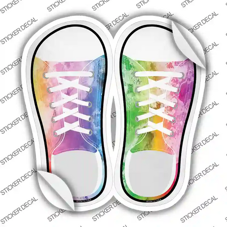 Rainbow Flag Tie Dye Vertical Novelty Shoe Outlines Sticker Decal Small