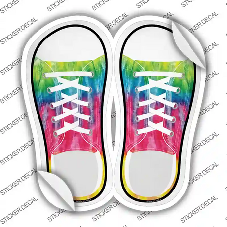 Rainbow Flag Tie Dye Horizontal Novelty Shoe Outlines Sticker Decal Small