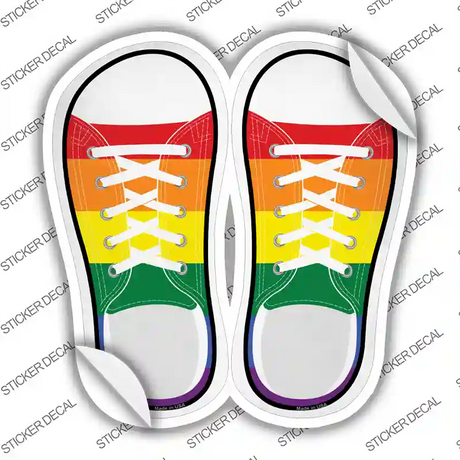 Rainbow Flag Horizontal Novelty Shoe Outlines Sticker Decal Small