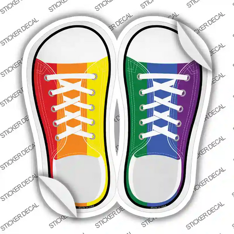 Rainbow Flag Vertical Novelty Shoe Outlines Sticker Decal Small