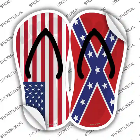 USA|Confederate Flag Novelty Flip Flops Sticker Decal Small