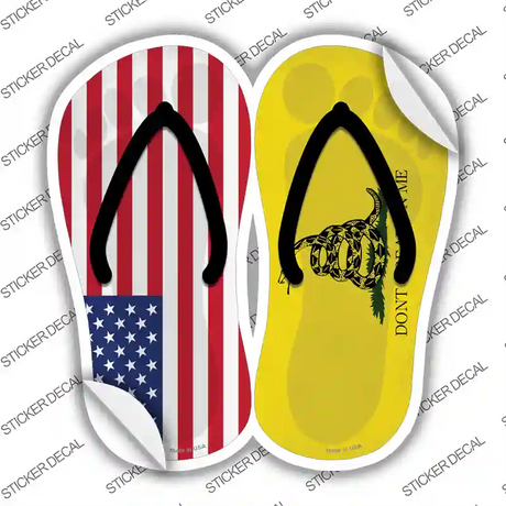 USA|Dont Tread on Me Flag Novelty Flip Flops Sticker Decal Small