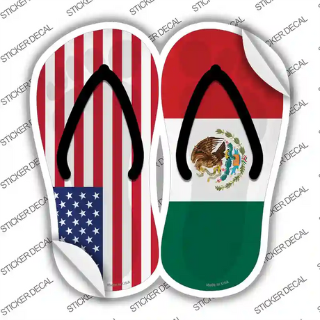 USA|Mexico Flag Novelty Flip Flops Sticker Decal Small