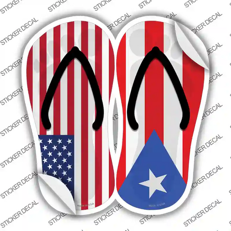 USA|Puerto Rico Flag Novelty Flip Flops Sticker Decal Small