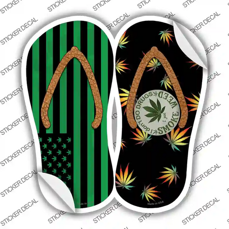 USA Weed|Smoke Weed Novelty Flip Flops Sticker Decal Small