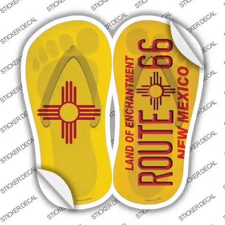 NM Flag|Route 66 New Mexico Novelty Flip Flops Sticker Decal Small