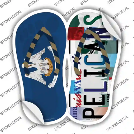 LA Flag|Pelicans Strip Art Novelty Flip Flops Sticker Decal Small