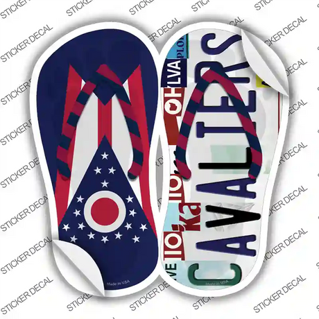 OH Flag|Cavaliers Strip Art Novelty Flip Flops Sticker Decal Small