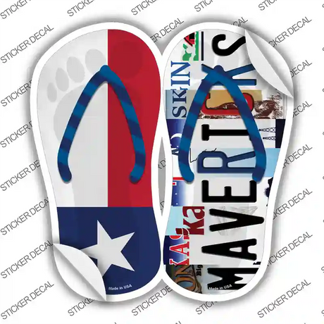 TX Flag|Mavericks Strip Art Novelty Flip Flops Sticker Decal Small