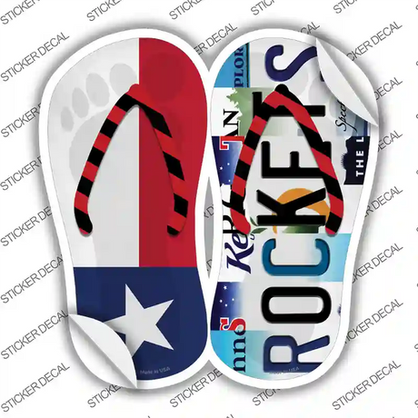 TX Flag|Rockets Strip Art Novelty Flip Flops Sticker Decal Small