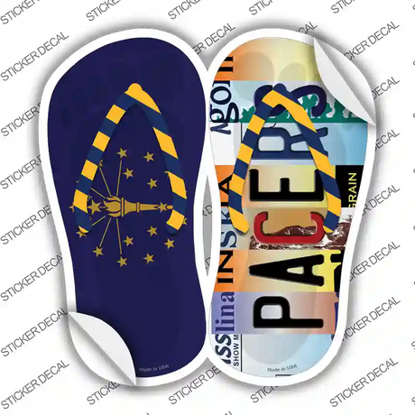 IN Flag|Pacers Strip Art Novelty Flip Flops Sticker Decal Small